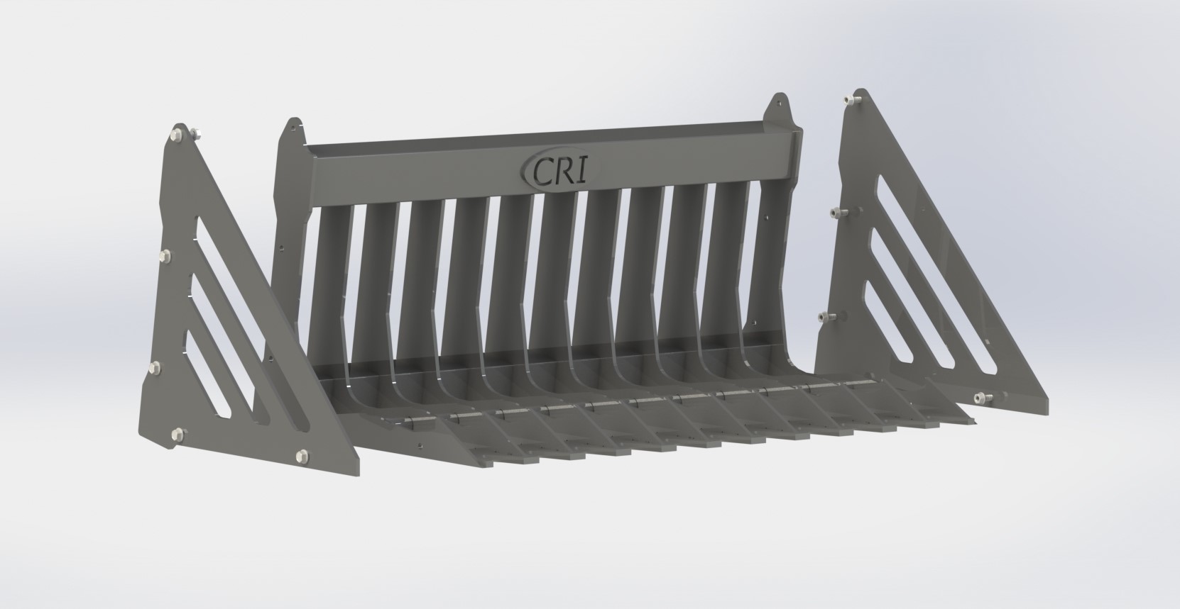 CRI Mini Skid Steer Rock and Skeleton Buckets Cold Roll Industrial